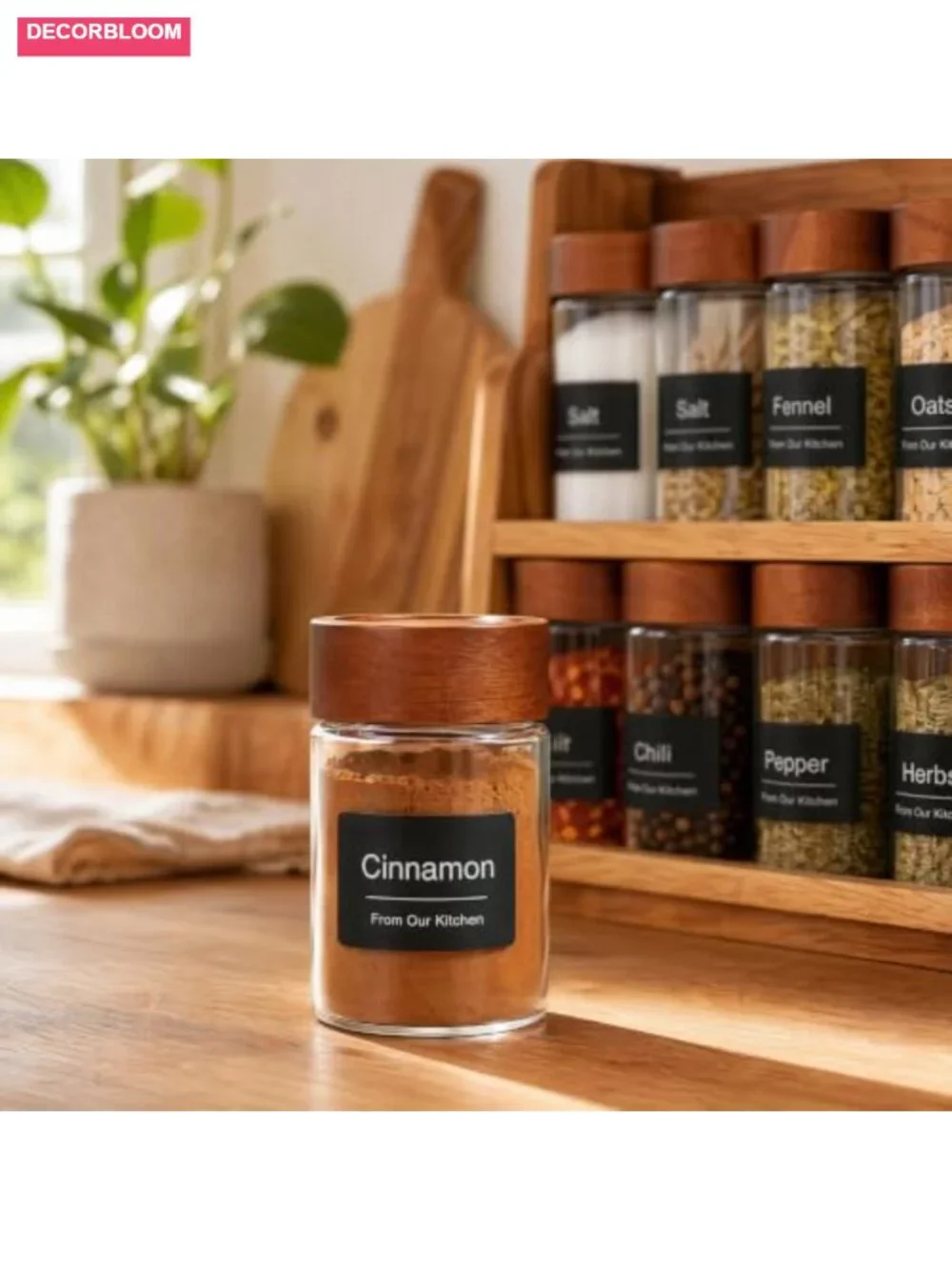 6-Pack 4oz Stackable Glass Jars with Acacia Wood Lids & Spoons, Airtight Food